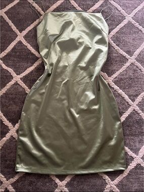 Windsor Olive Satin Mini Slip Dress